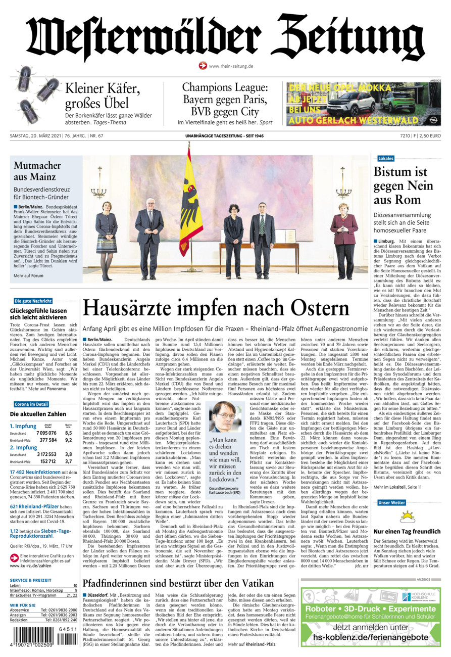 Westerwälder Zeitung vom Samstag, 20.03.2021