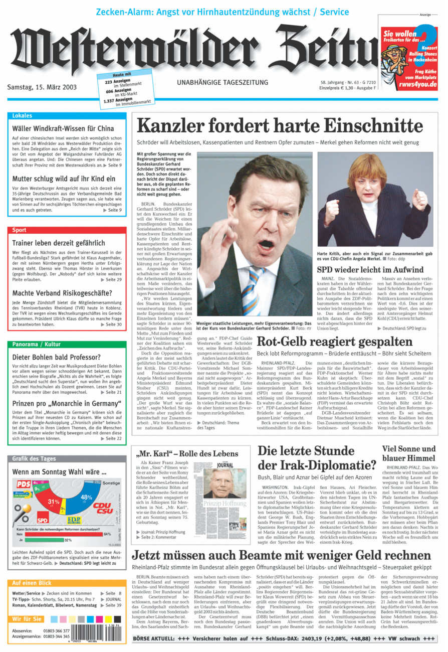 Westerwälder Zeitung vom Samstag, 15.03.2003