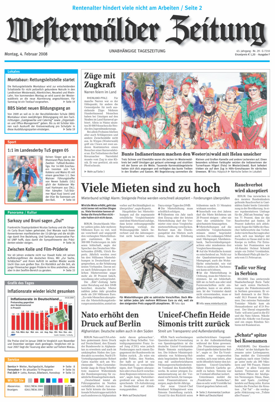 Westerwälder Zeitung vom Montag, 04.02.2008