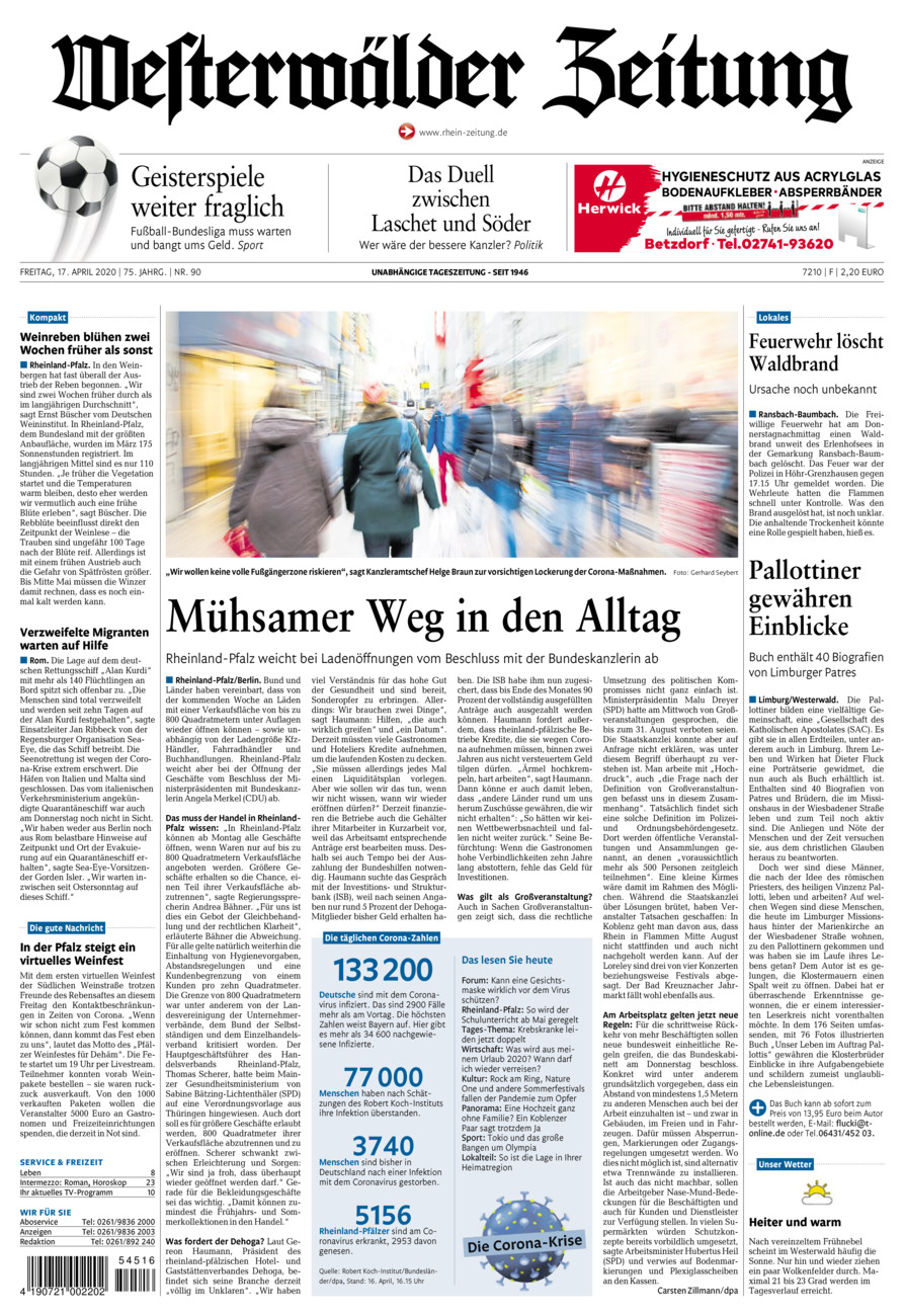 Westerwälder Zeitung vom Freitag, 17.04.2020