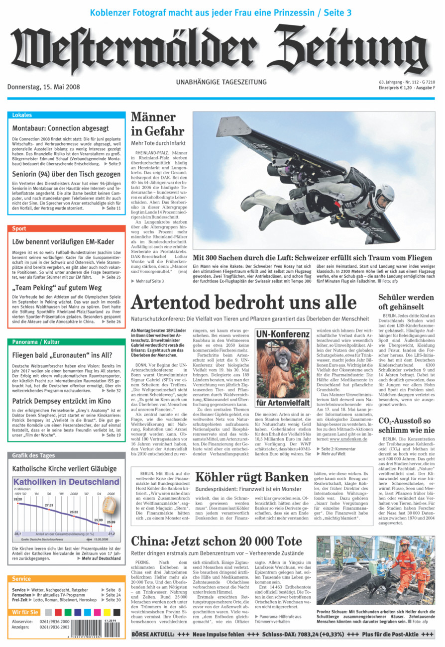 Westerwälder Zeitung vom Donnerstag, 15.05.2008