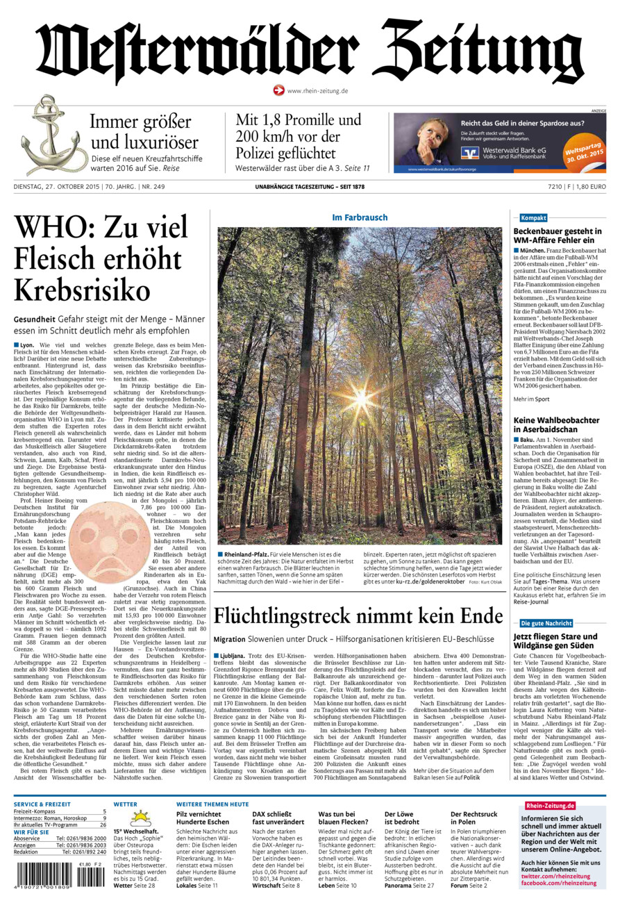Westerwälder Zeitung vom Dienstag, 27.10.2015