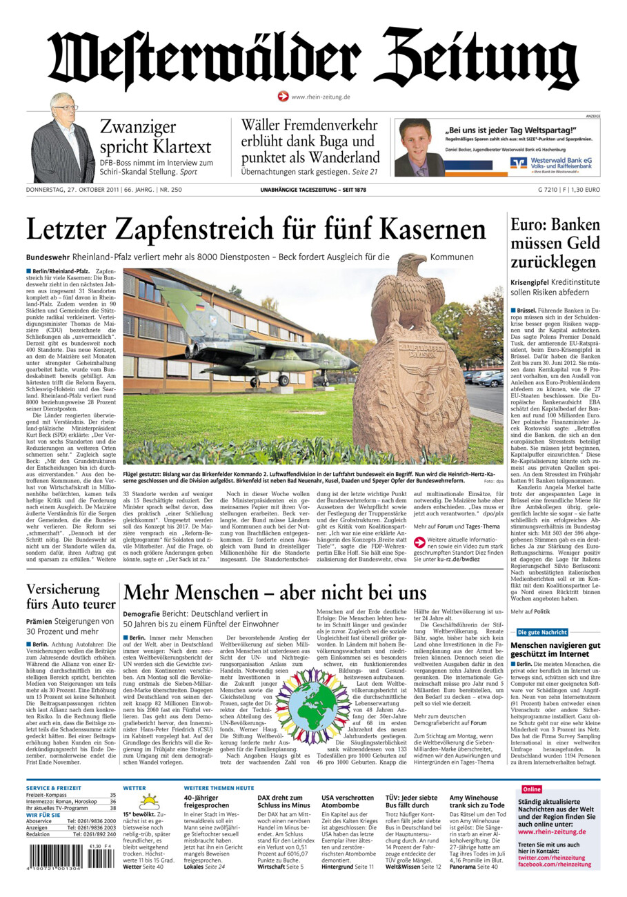 Westerwälder Zeitung vom Donnerstag, 27.10.2011