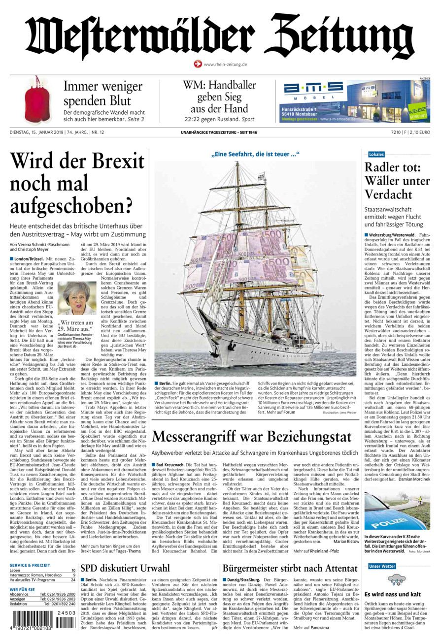Westerwälder Zeitung vom Dienstag, 15.01.2019
