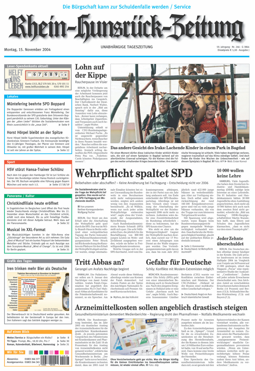 Rhein-Hunsrück-Zeitung vom Montag, 15.11.2004