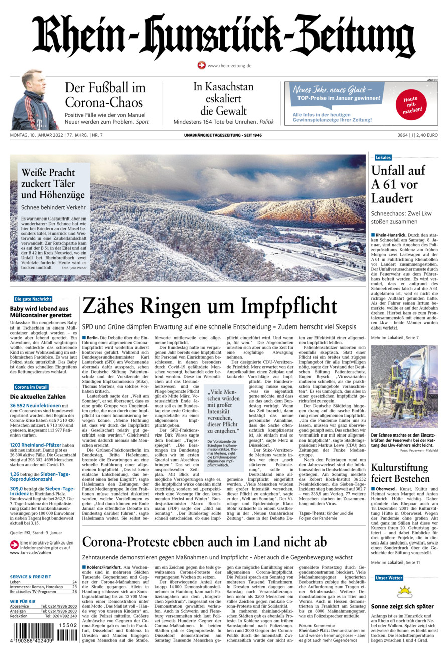 Rhein-Hunsrück-Zeitung vom Montag, 10.01.2022