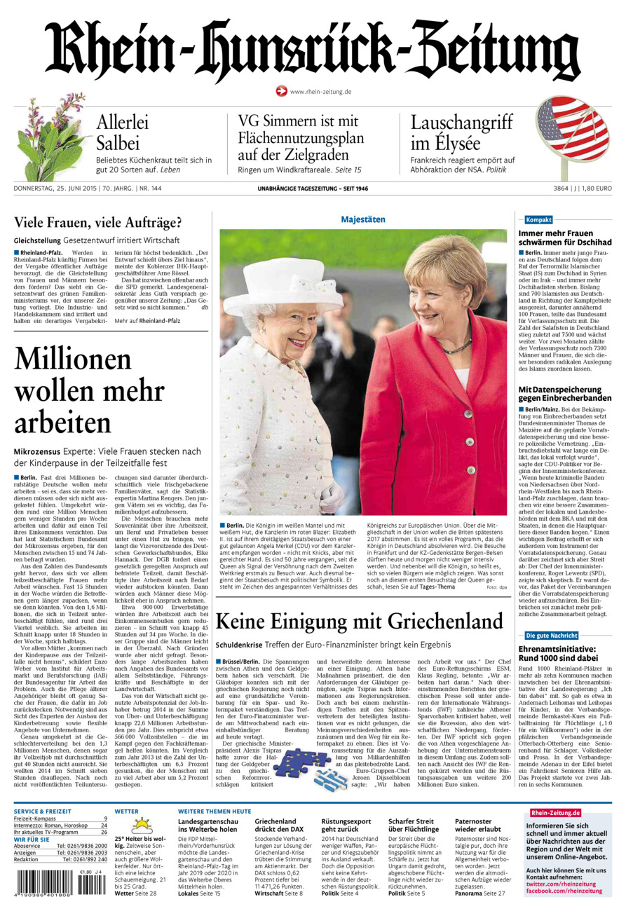 Rhein-Hunsrück-Zeitung vom Donnerstag, 25.06.2015
