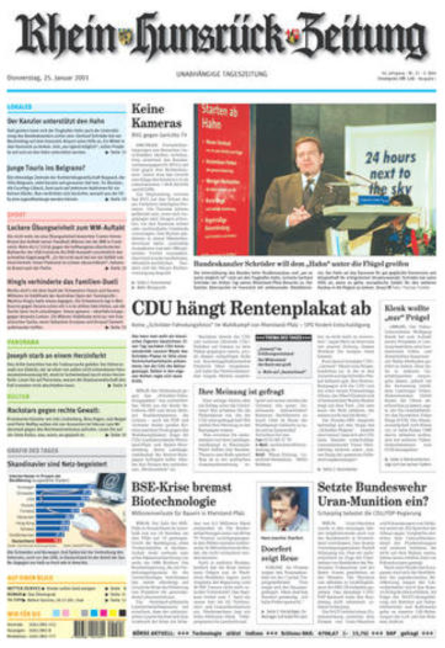 Rhein-Hunsrück-Zeitung vom Donnerstag, 25.01.2001