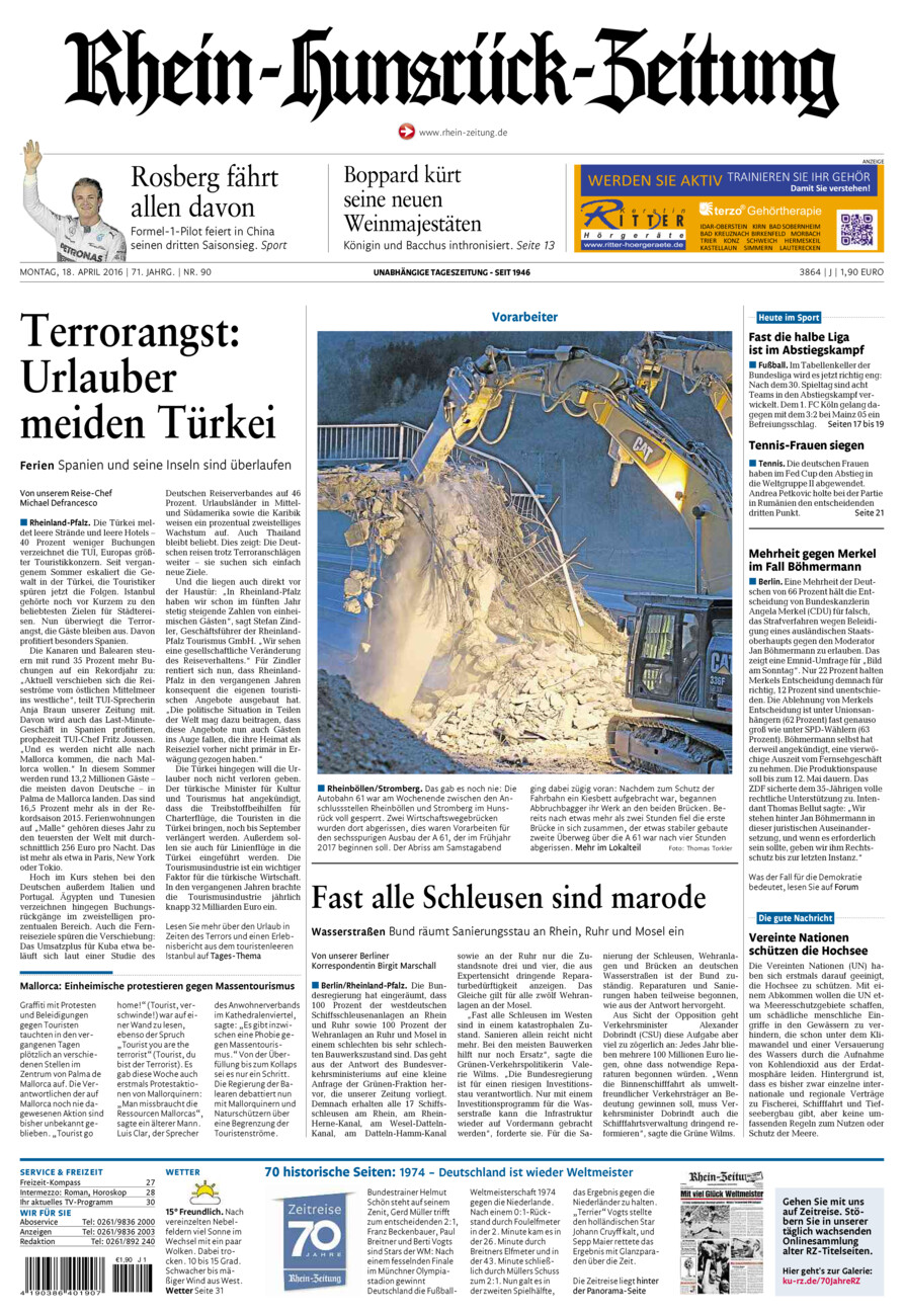 Rhein-Hunsrück-Zeitung vom Montag, 18.04.2016