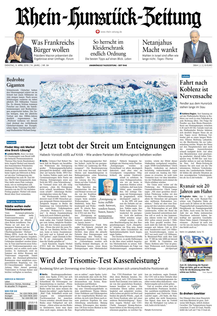 Rhein-Hunsrück-Zeitung vom Dienstag, 09.04.2019
