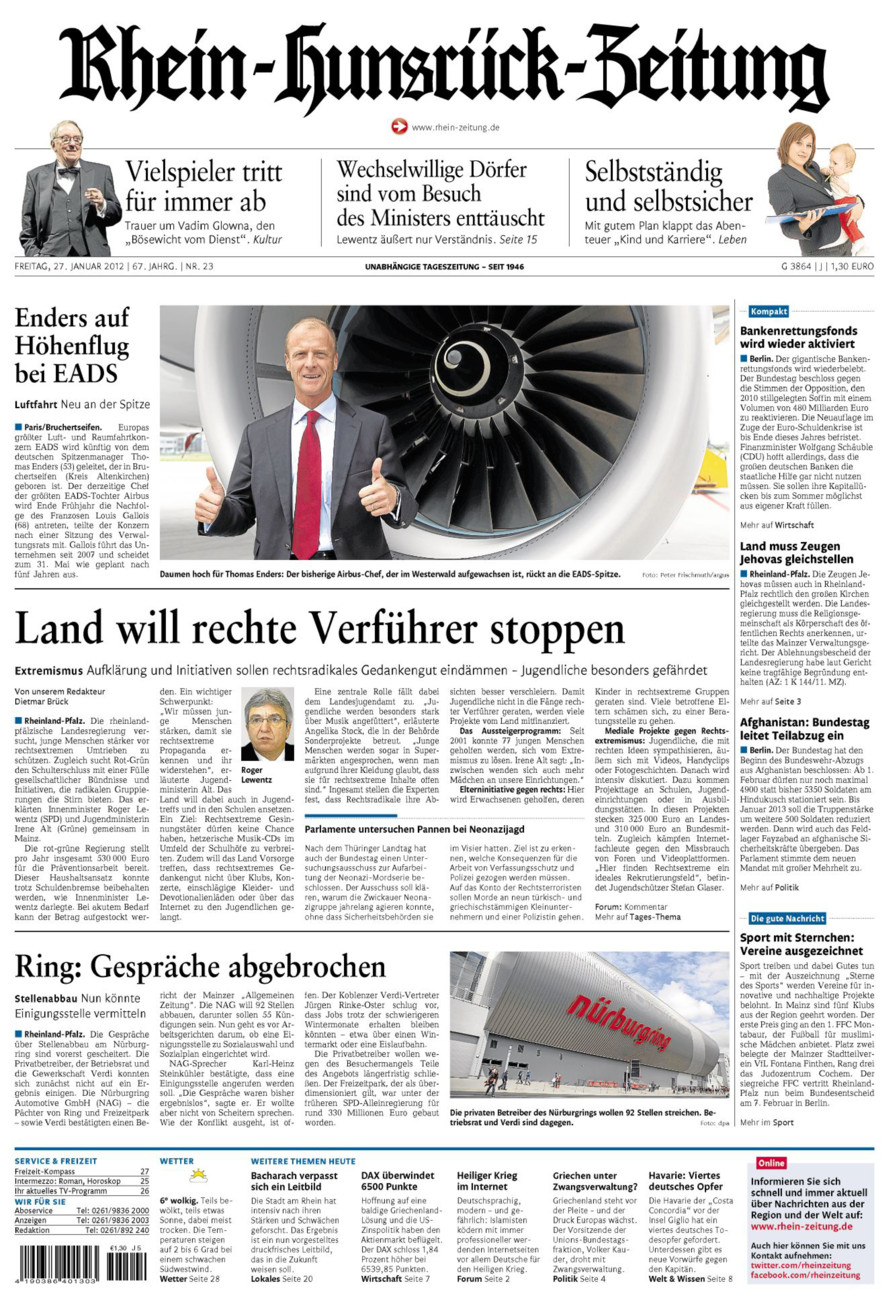 Rhein-Hunsrück-Zeitung vom Freitag, 27.01.2012