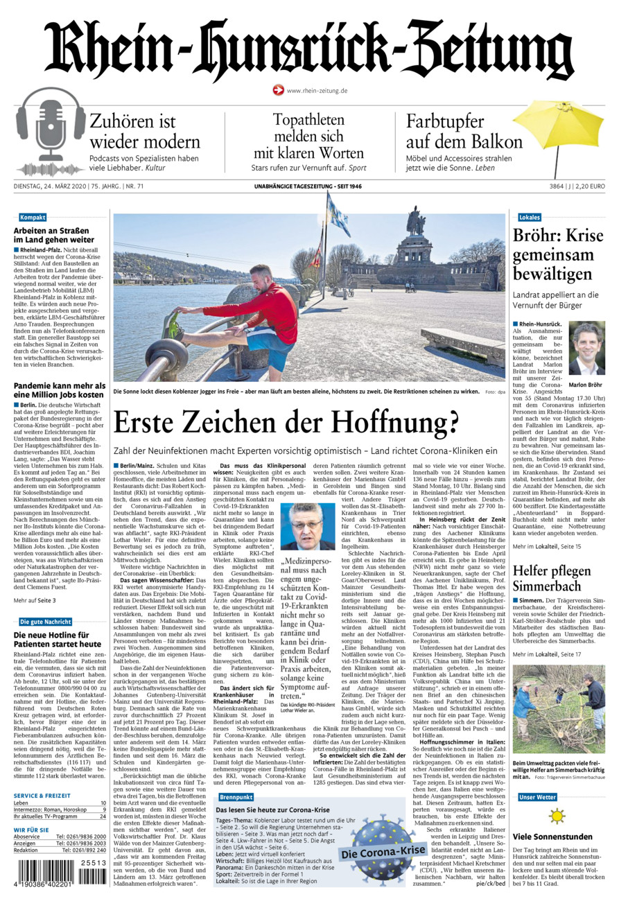 Rhein-Hunsrück-Zeitung vom Dienstag, 24.03.2020