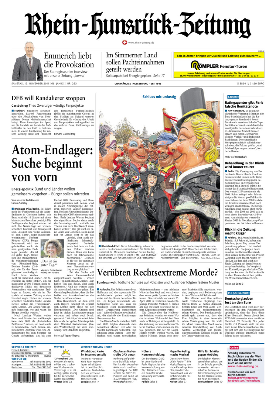 Rhein-Hunsrück-Zeitung vom Samstag, 12.11.2011