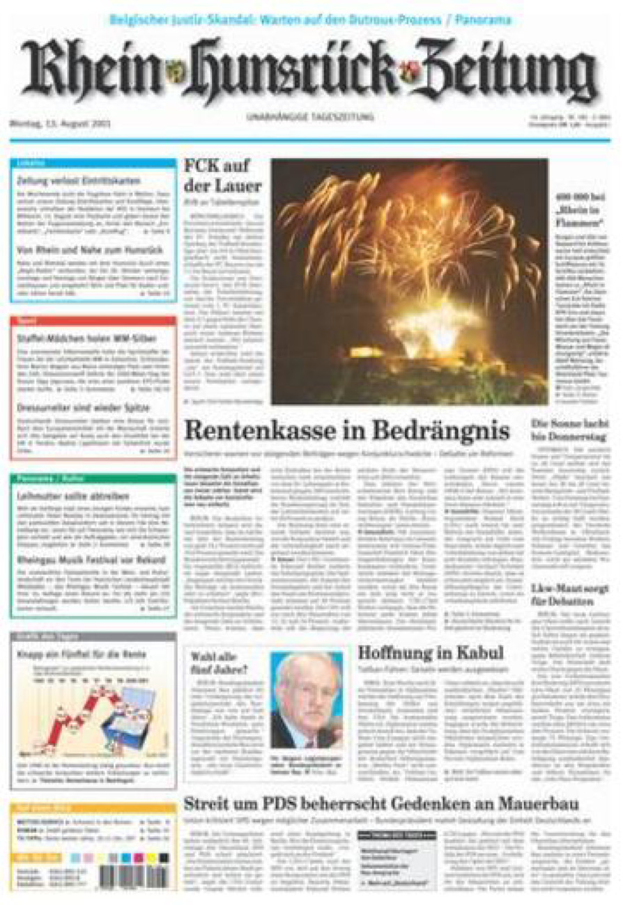 Rhein-Hunsrück-Zeitung vom Montag, 13.08.2001