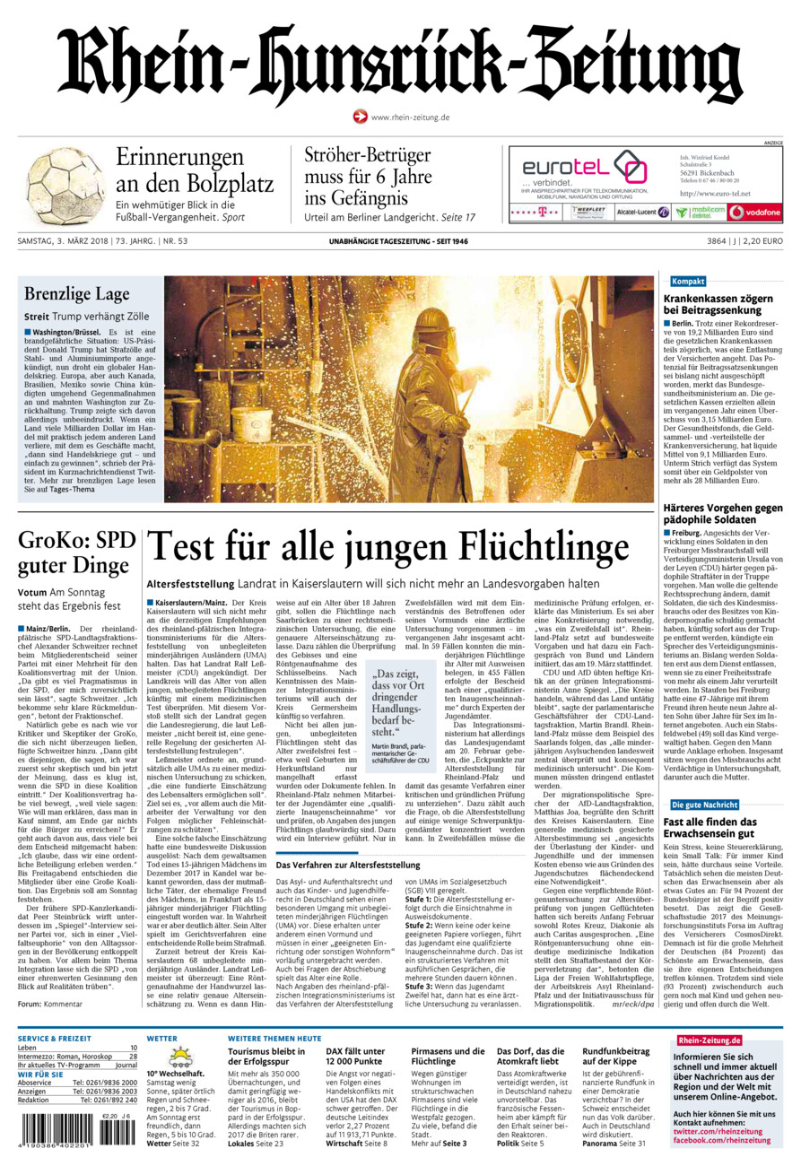 Rhein-Hunsrück-Zeitung vom Samstag, 03.03.2018