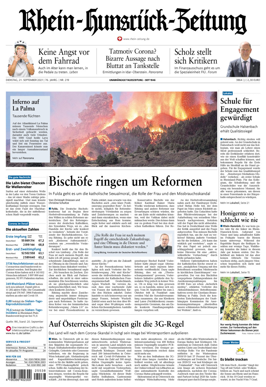 Rhein-Hunsrück-Zeitung vom Dienstag, 21.09.2021