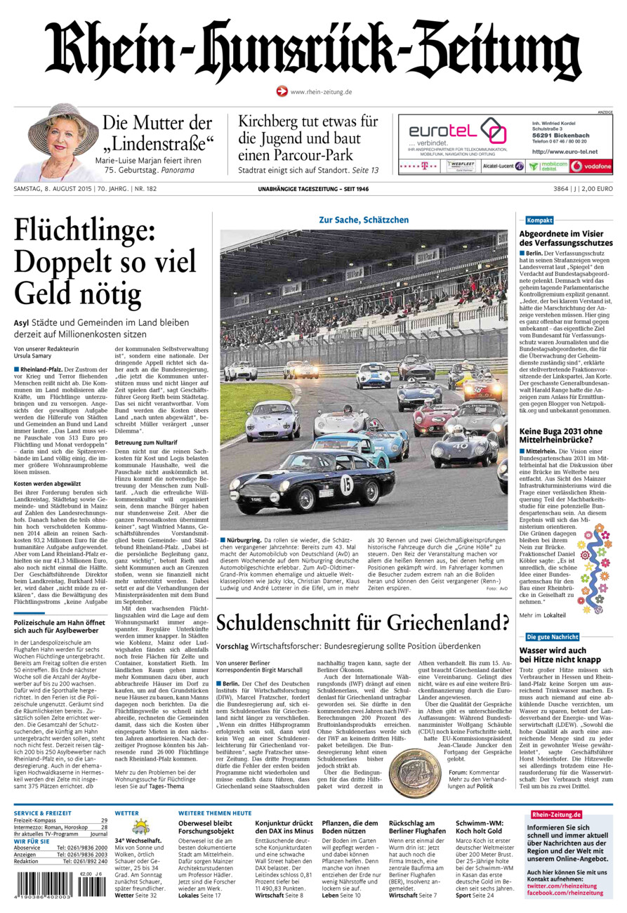 Rhein-Hunsrück-Zeitung vom Samstag, 08.08.2015