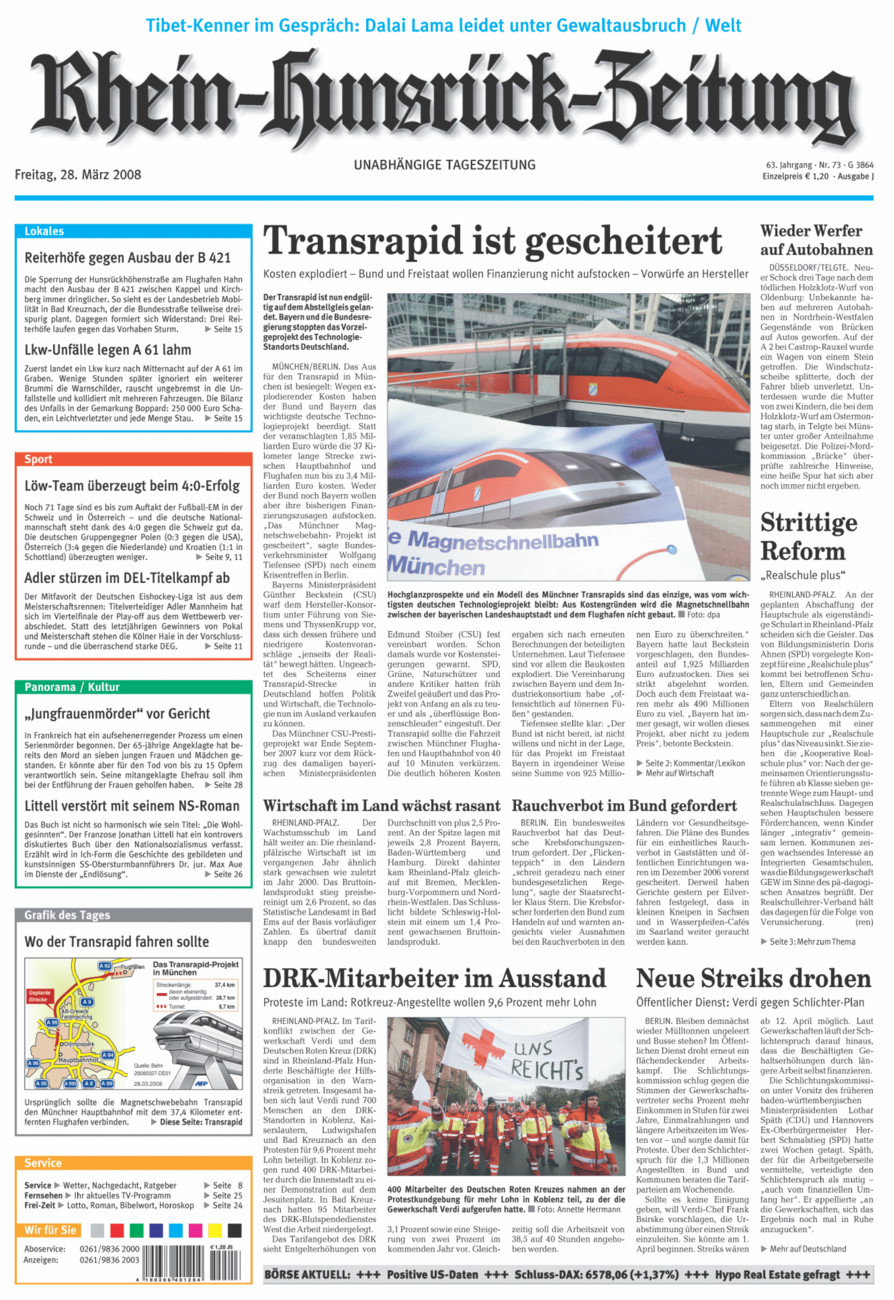 Rhein-Hunsrück-Zeitung vom Freitag, 28.03.2008
