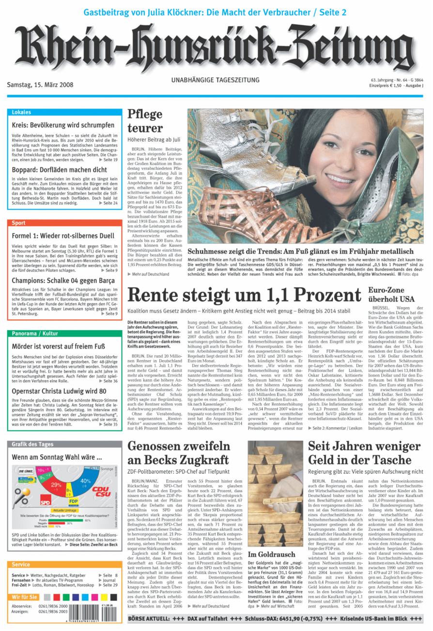 Rhein-Hunsrück-Zeitung vom Samstag, 15.03.2008
