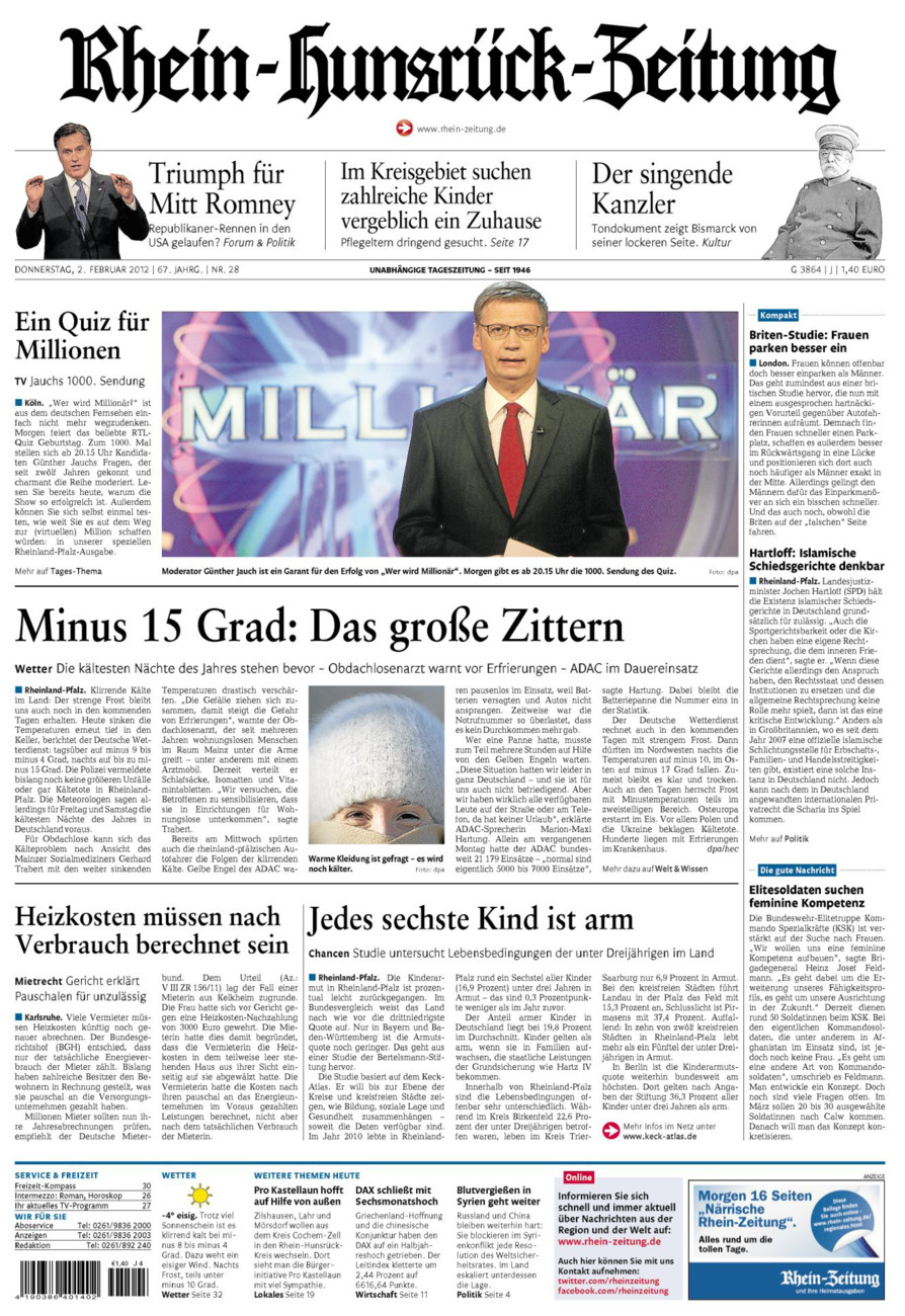 Rhein-Hunsrück-Zeitung vom Donnerstag, 02.02.2012