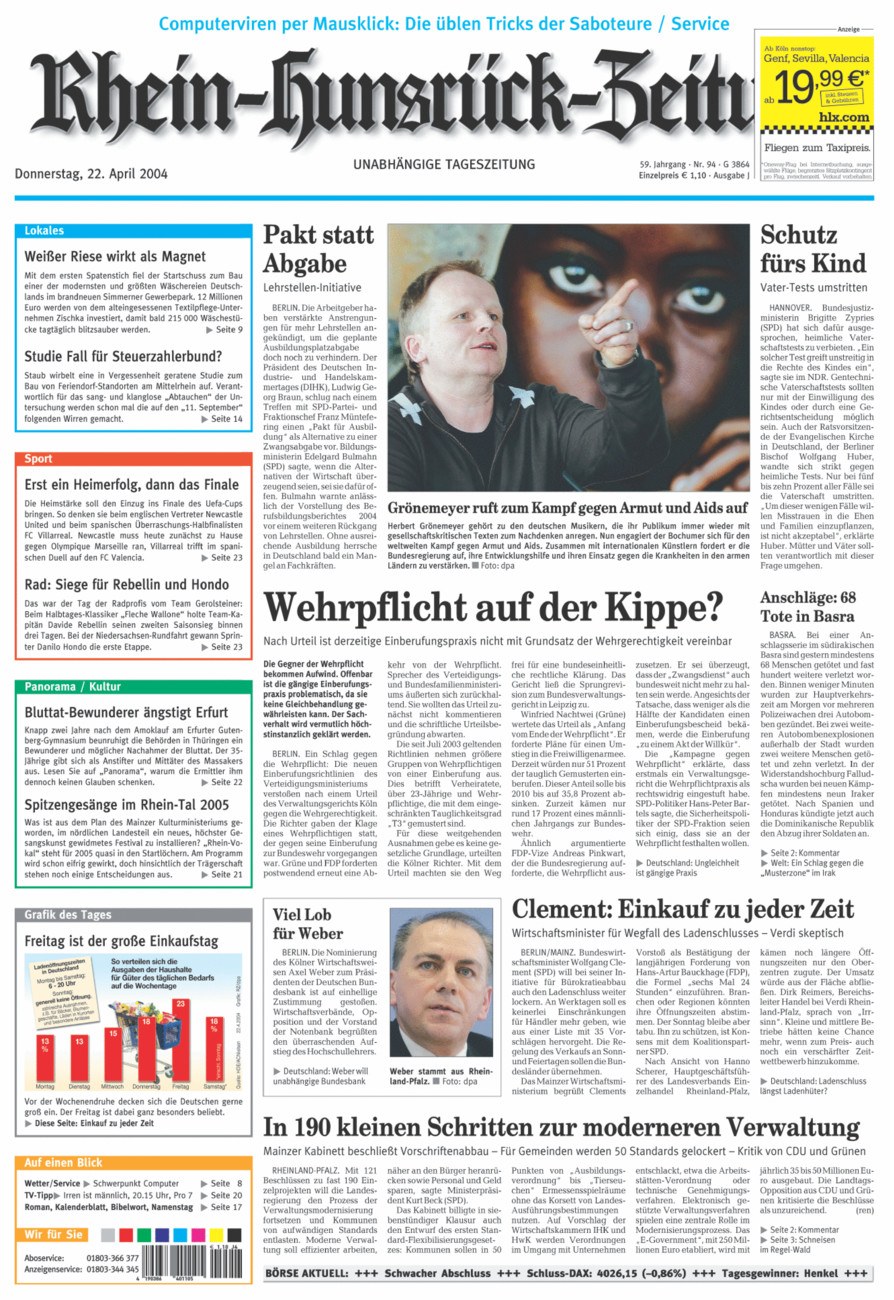 Rhein-Hunsrück-Zeitung vom Donnerstag, 22.04.2004