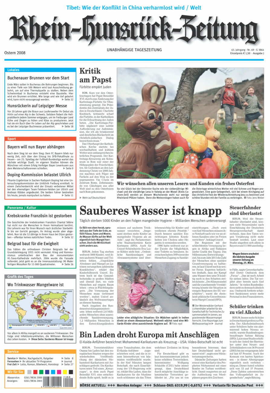 Rhein-Hunsrück-Zeitung vom Samstag, 22.03.2008