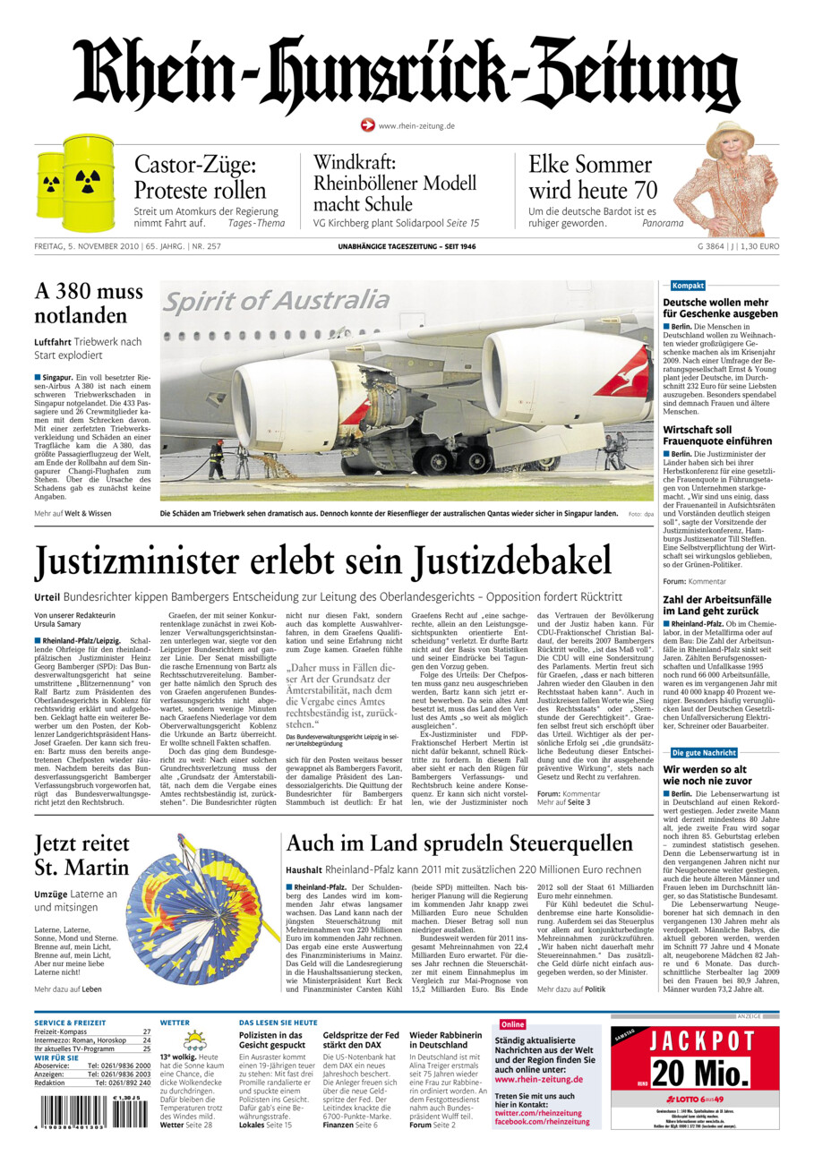 Rhein-Hunsrück-Zeitung vom Freitag, 05.11.2010
