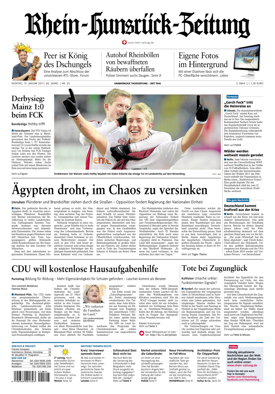 Rhein-Hunsrück-Zeitung vom Montag, 31.01.2011