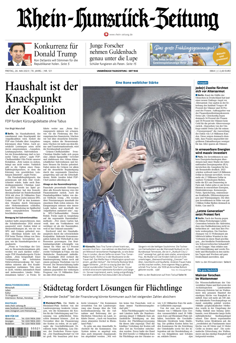 Rhein-Hunsrück-Zeitung vom Freitag, 26.05.2023