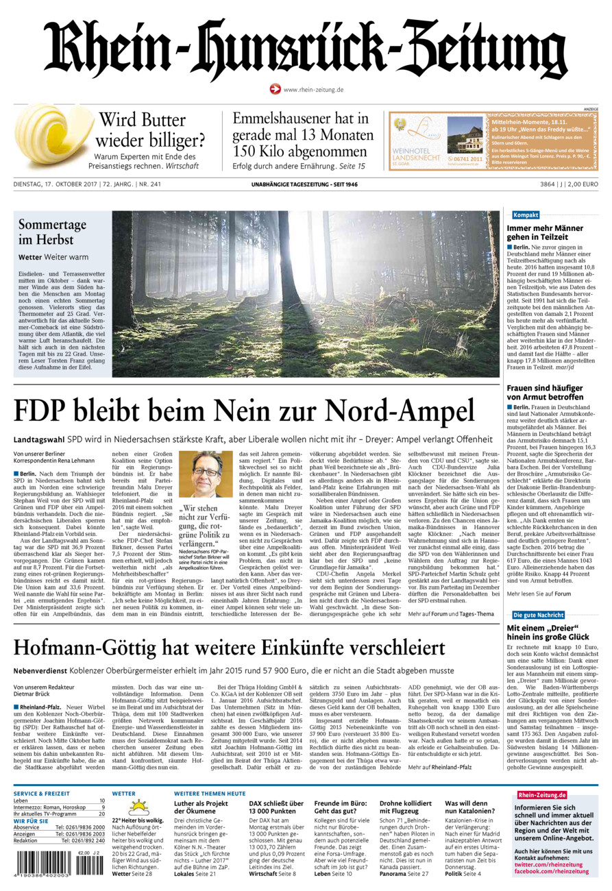 Rhein-Hunsrück-Zeitung vom Dienstag, 17.10.2017