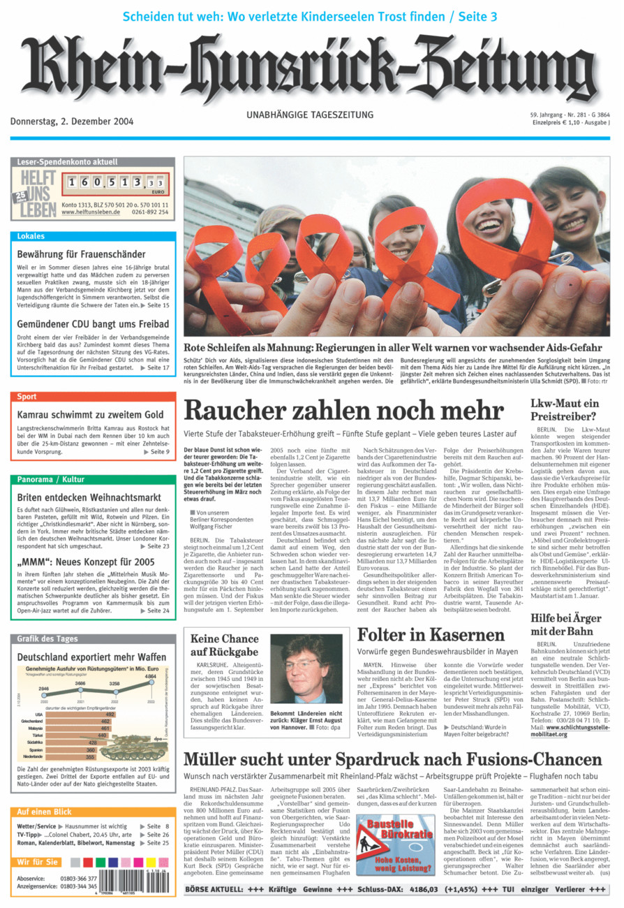 Rhein-Hunsrück-Zeitung vom Donnerstag, 02.12.2004