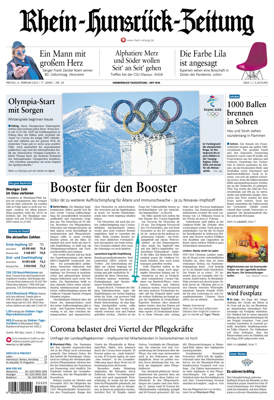 Rhein-Hunsrück-Zeitung vom Freitag, 04.02.2022