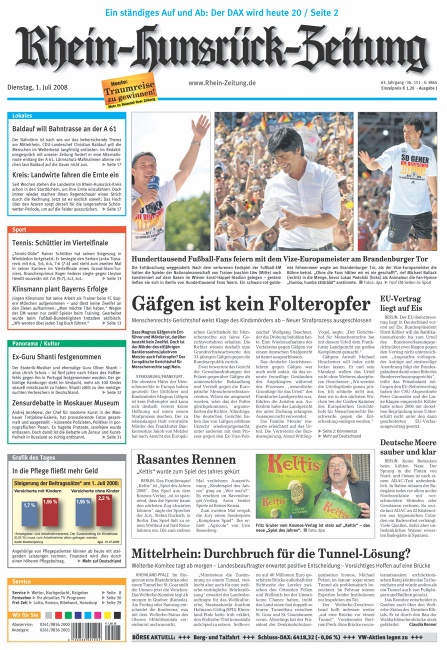 Rhein-Hunsrück-Zeitung vom Dienstag, 01.07.2008