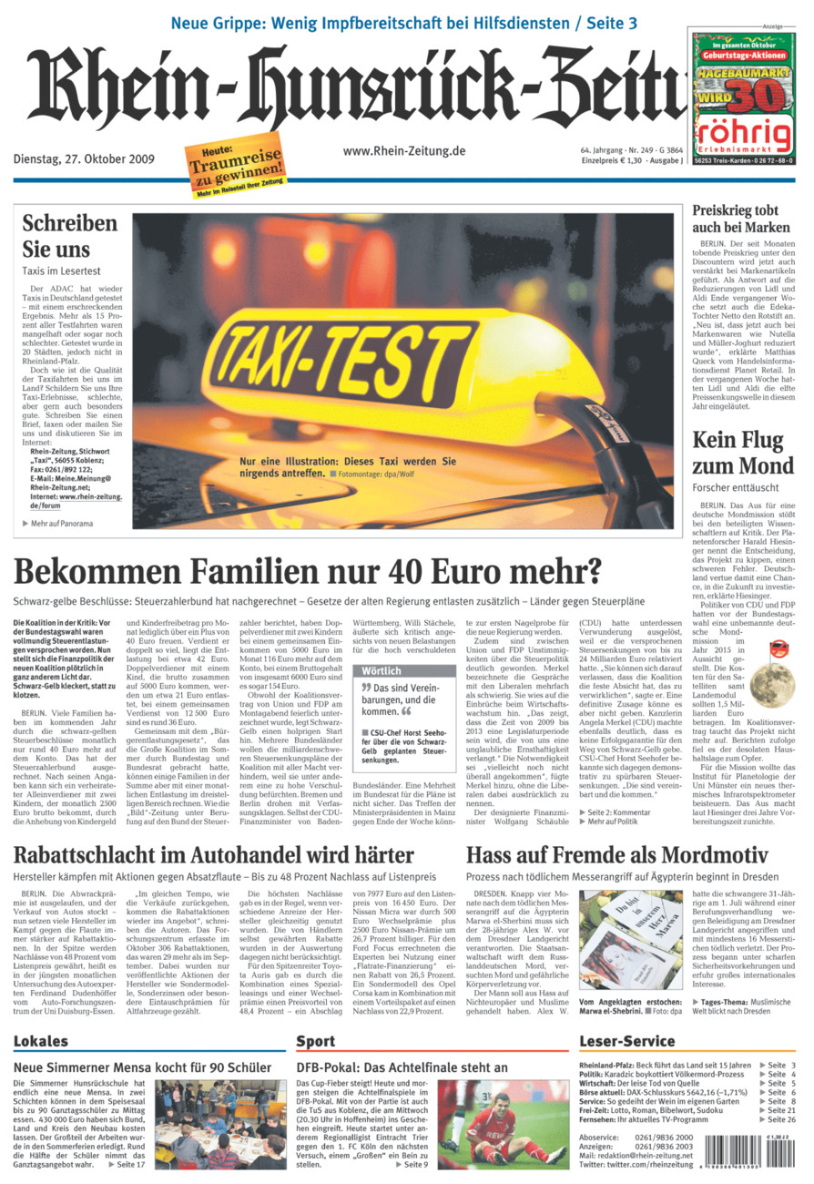 Rhein-Hunsrück-Zeitung vom Dienstag, 27.10.2009
