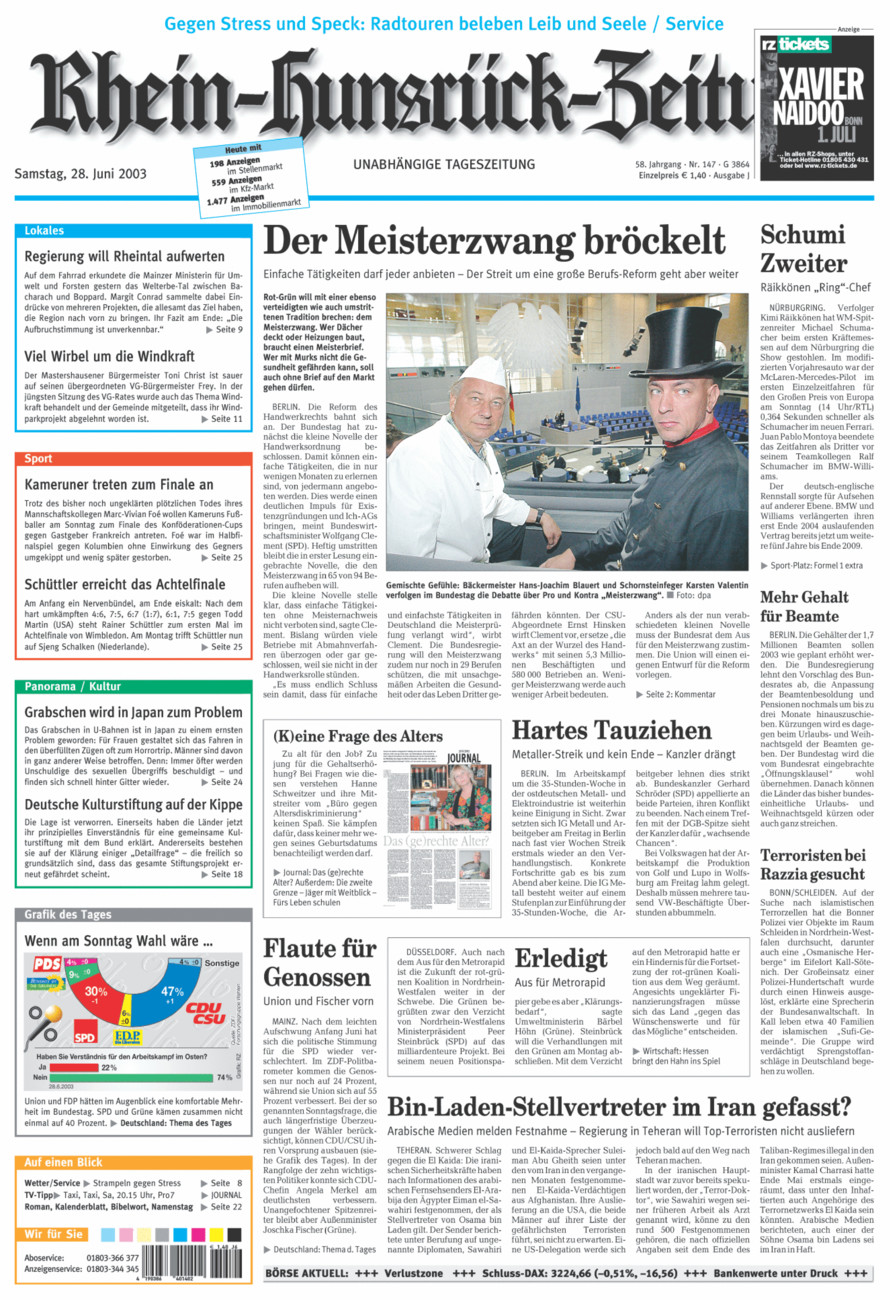 Rhein-Hunsrück-Zeitung vom Samstag, 28.06.2003
