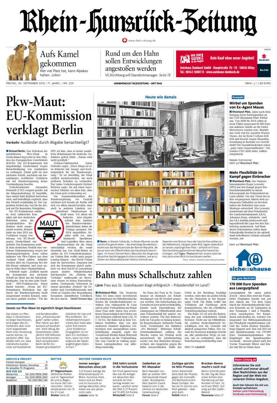 Rhein-Hunsrück-Zeitung vom Freitag, 30.09.2016