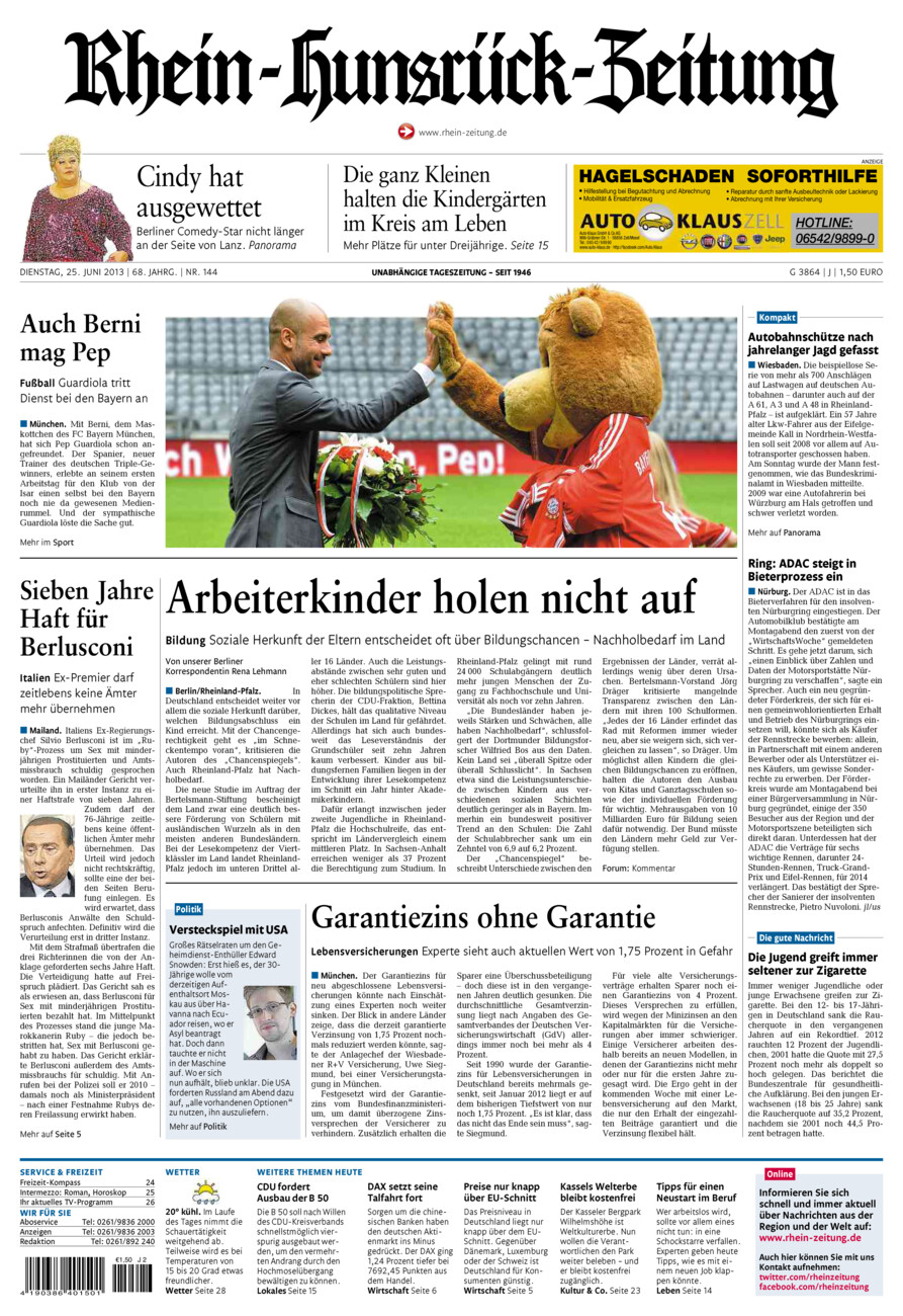 Rhein-Hunsrück-Zeitung vom Dienstag, 25.06.2013