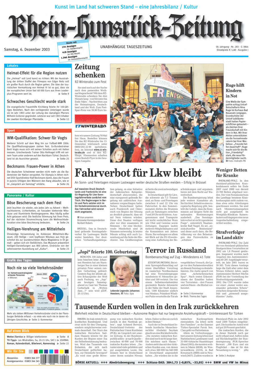 Rhein-Hunsrück-Zeitung vom Samstag, 06.12.2003