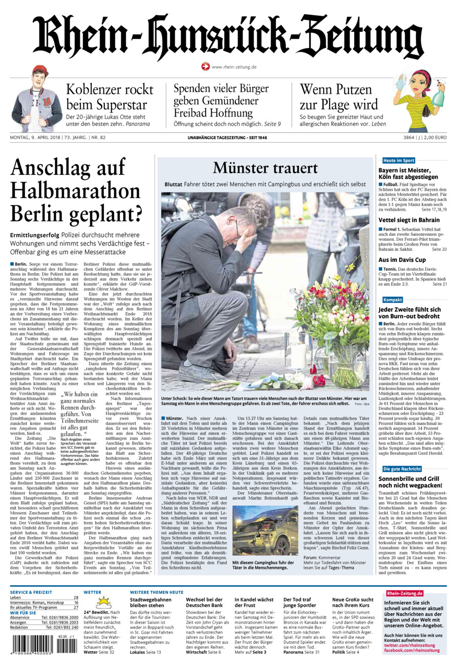 Rhein-Hunsrück-Zeitung vom Montag, 09.04.2018