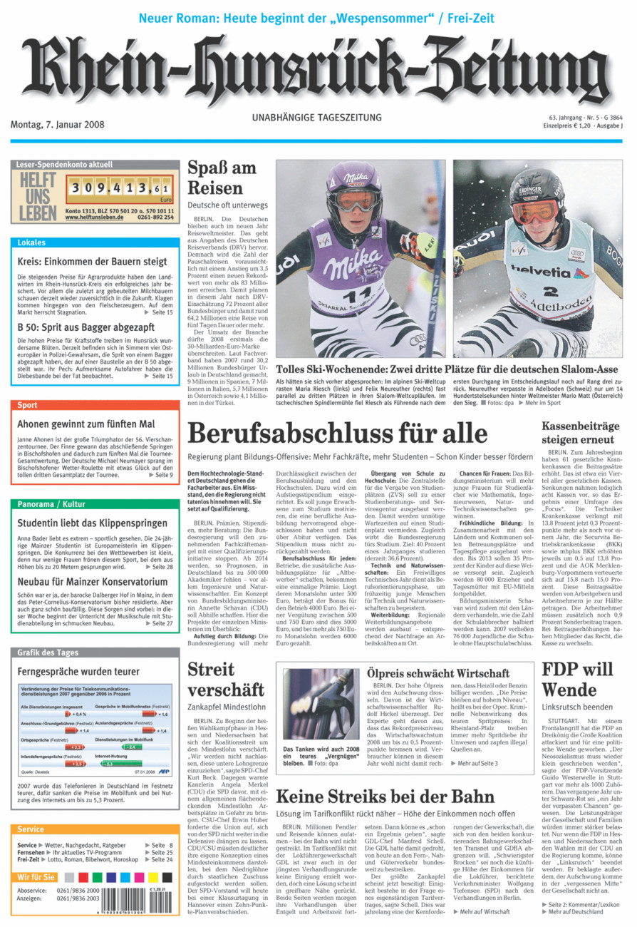 Rhein-Hunsrück-Zeitung vom Montag, 07.01.2008