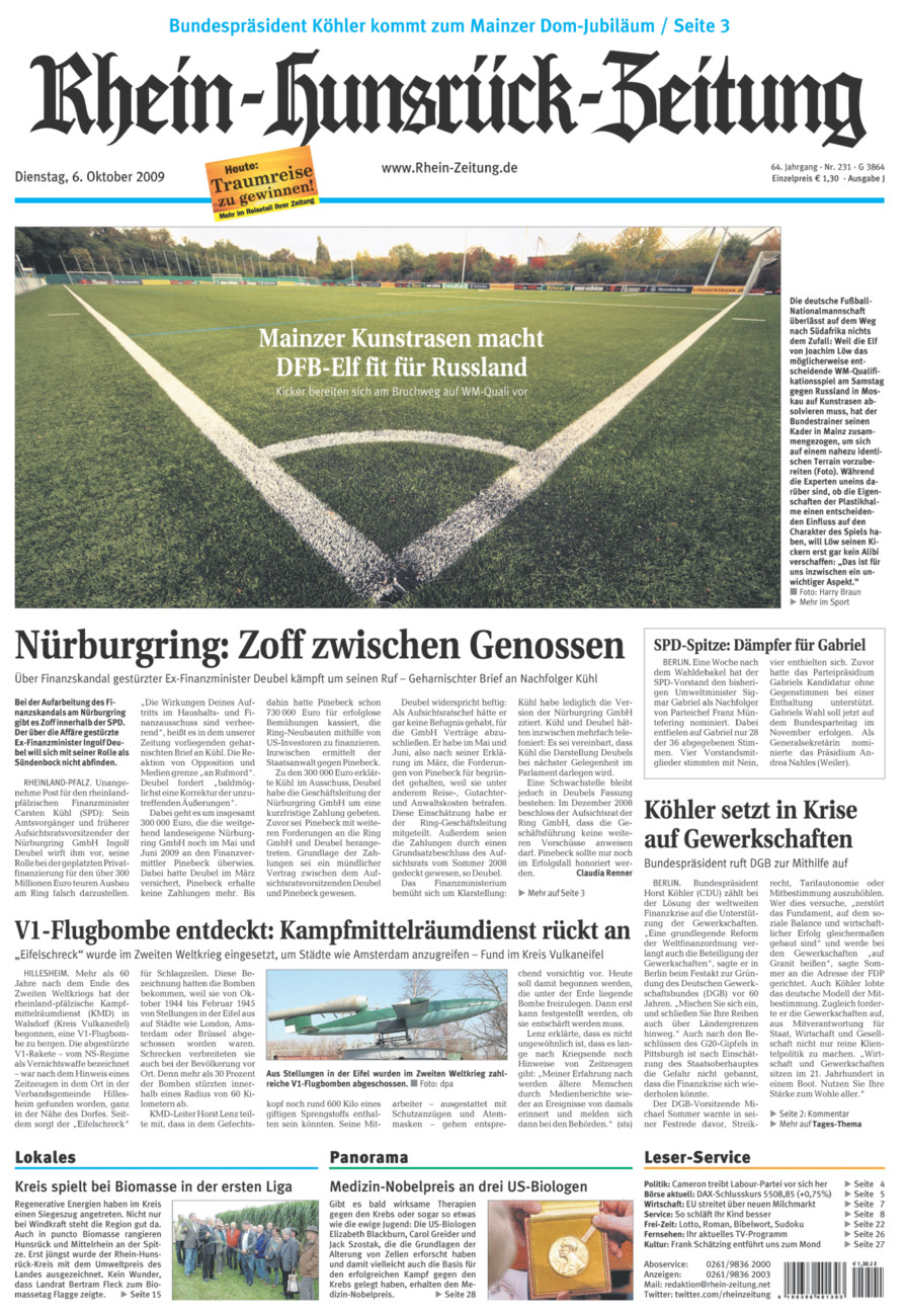 Rhein-Hunsrück-Zeitung vom Dienstag, 06.10.2009