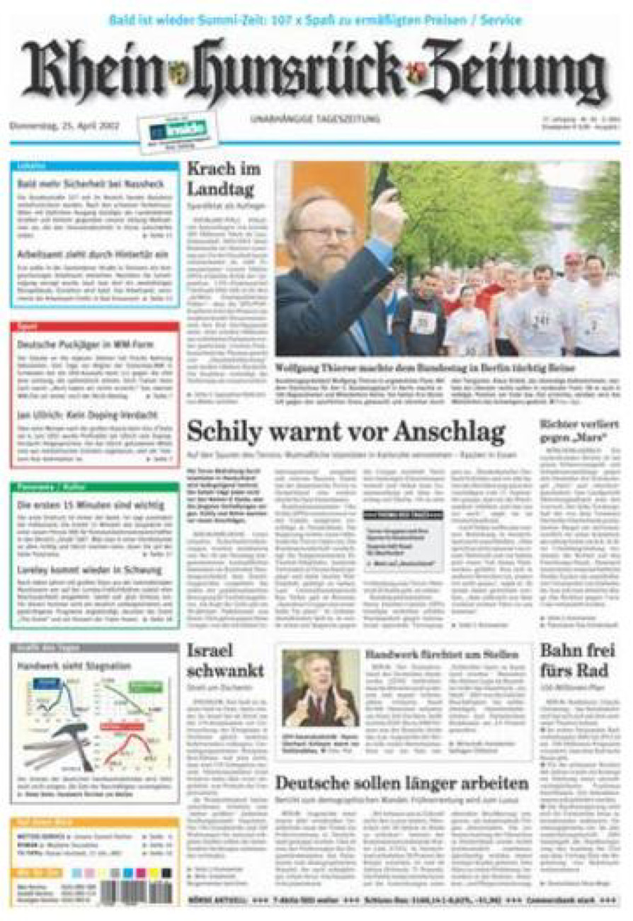 Rhein-Hunsrück-Zeitung vom Donnerstag, 25.04.2002