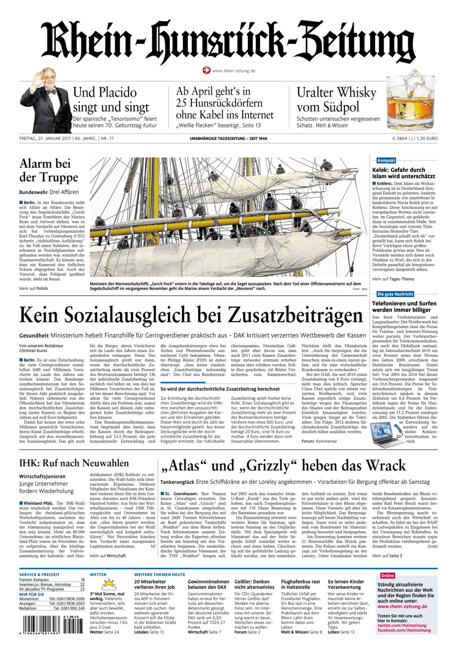 Rhein-Hunsrück-Zeitung vom Freitag, 21.01.2011