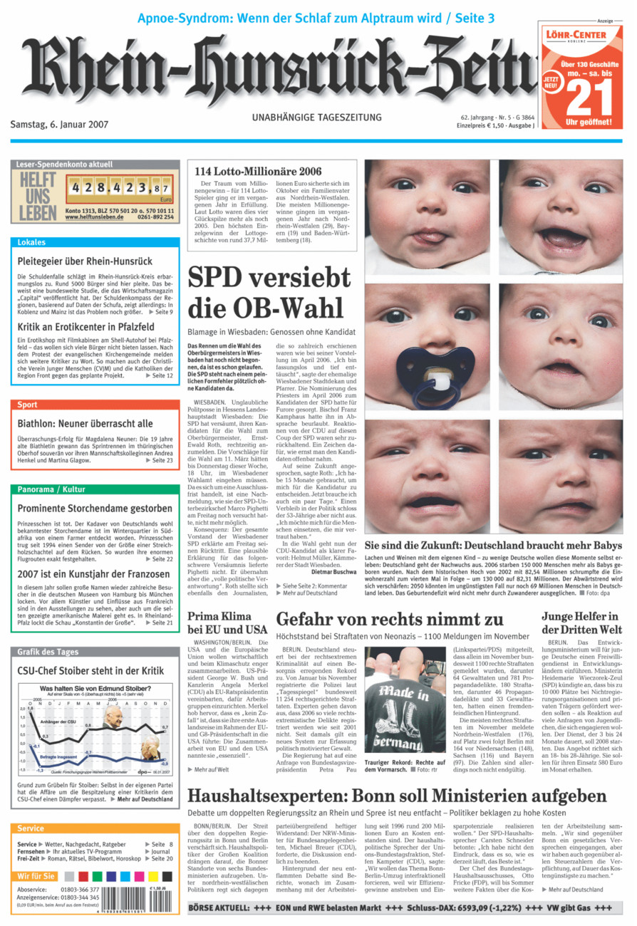 Rhein-Hunsrück-Zeitung vom Samstag, 06.01.2007