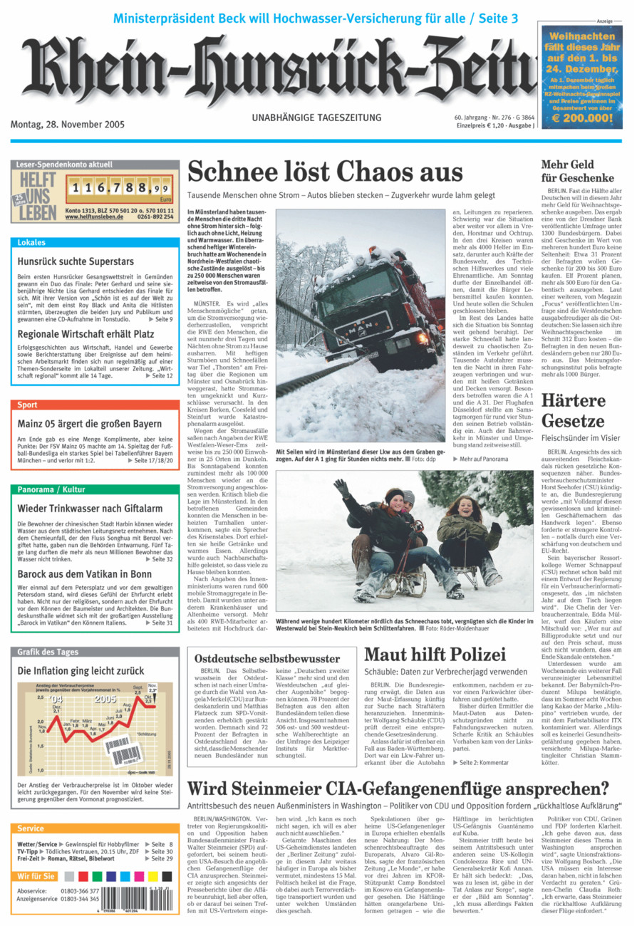Rhein-Hunsrück-Zeitung vom Montag, 28.11.2005