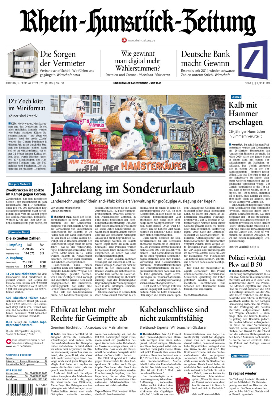 Rhein-Hunsrück-Zeitung vom Freitag, 05.02.2021