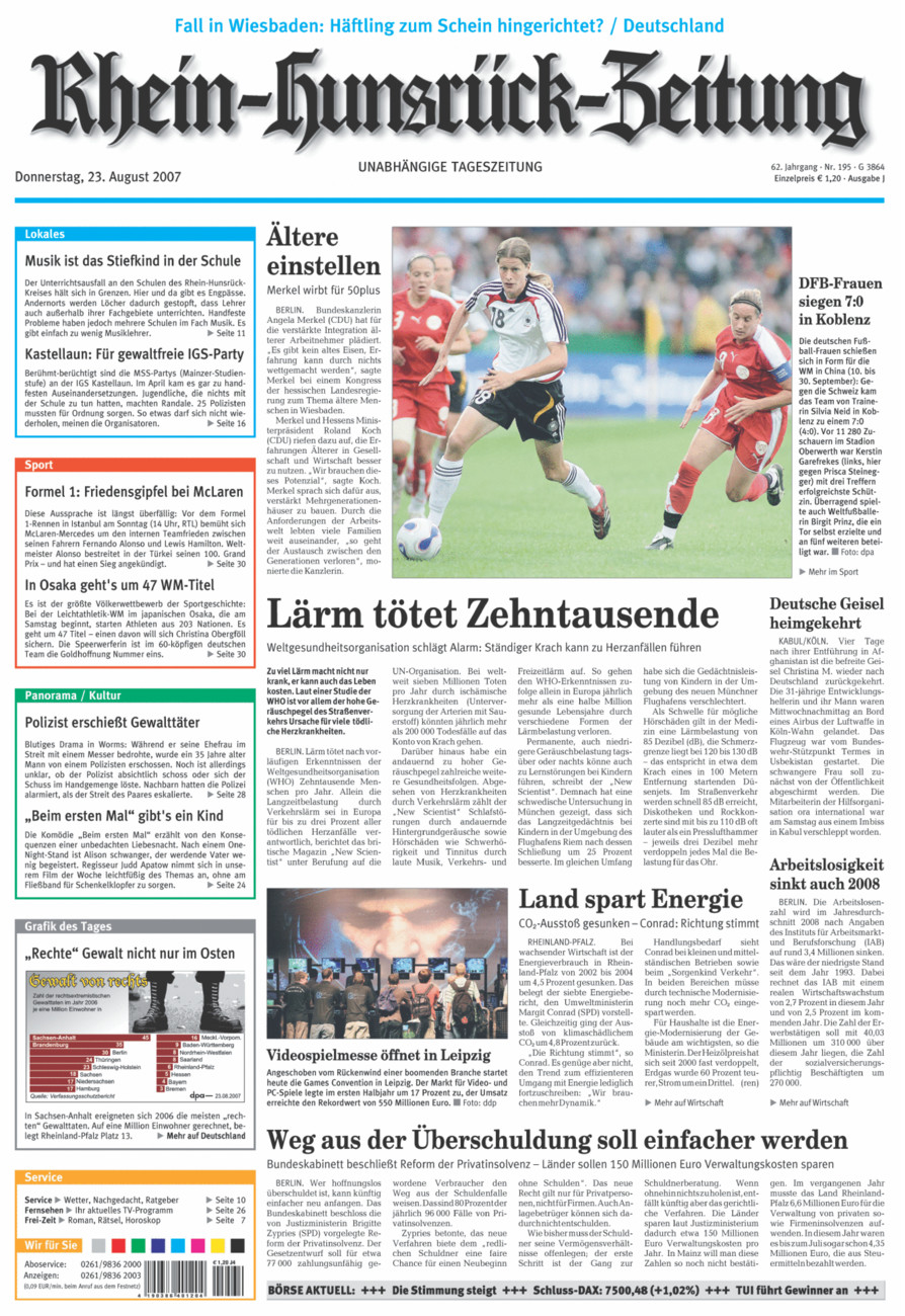Rhein-Hunsrück-Zeitung vom Donnerstag, 23.08.2007