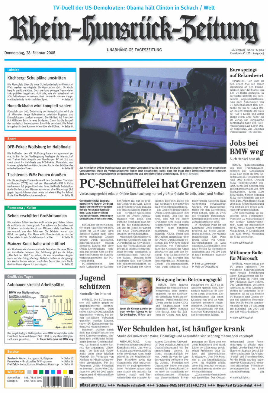 Rhein-Hunsrück-Zeitung vom Donnerstag, 28.02.2008