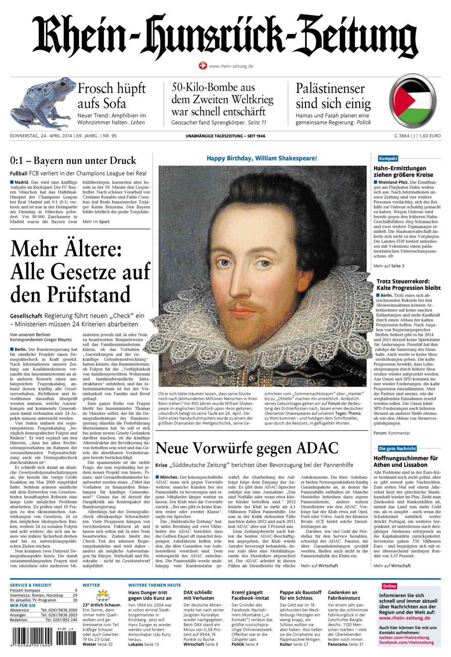 Rhein-Hunsrück-Zeitung vom Donnerstag, 24.04.2014