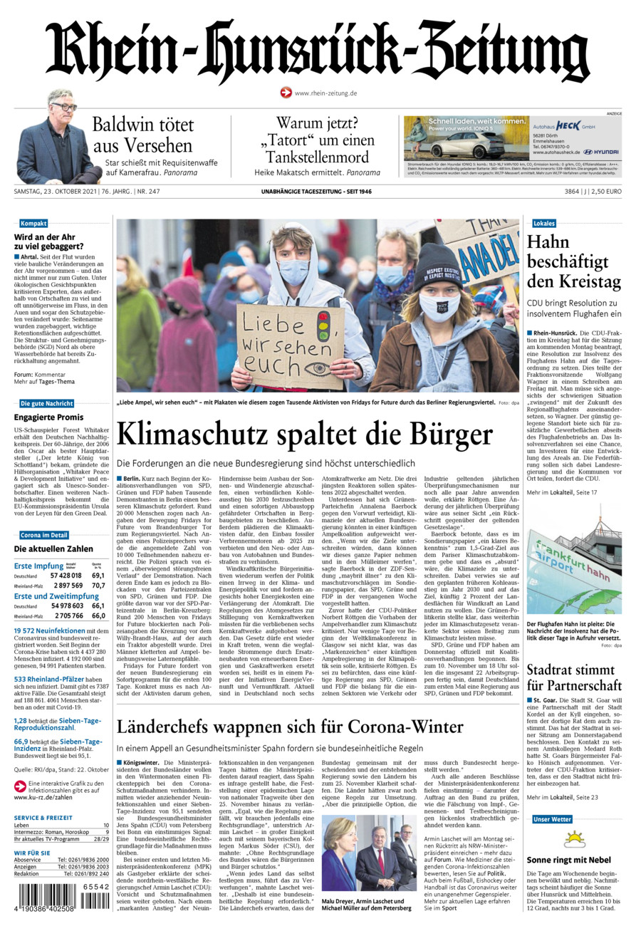 Rhein-Hunsrück-Zeitung vom Samstag, 23.10.2021